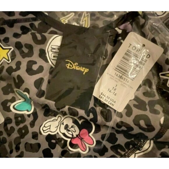 Disney Torrid 1-XL Gray Zip Front Minnie Mouse Graphic Racerback Sports Bra - Picture 4 of 4